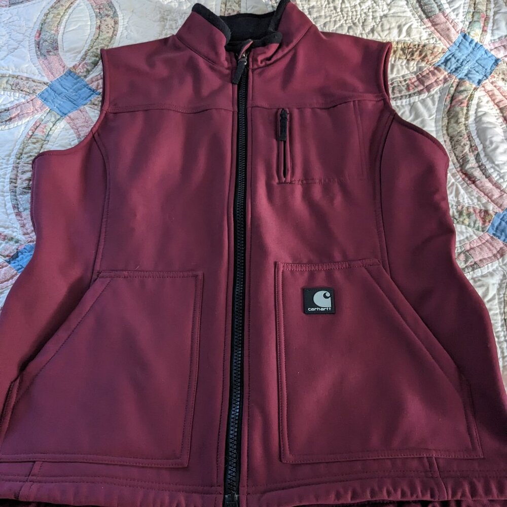 Carhartt for Women WOMENS Burgundy Full Zip Soft Shell Vest SIZE LARGE